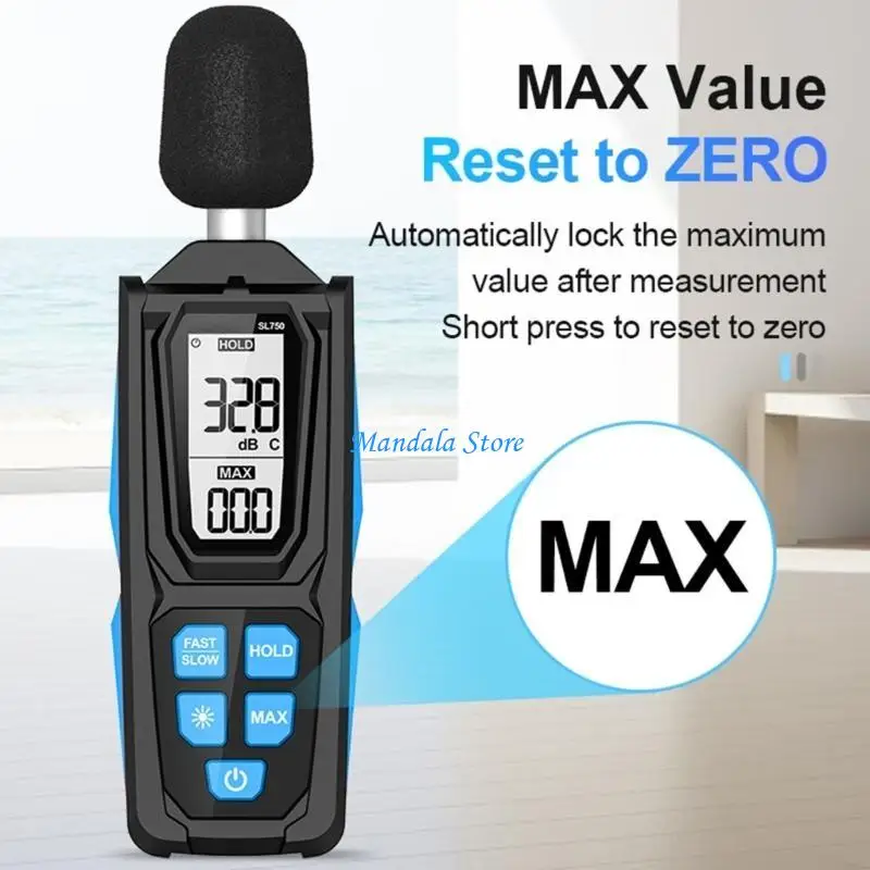 U2JC Multifunction Noise Detectors 30 to 130dB with Fast Slow Responses Noise Measuring Device High Precisions Noise Detectors