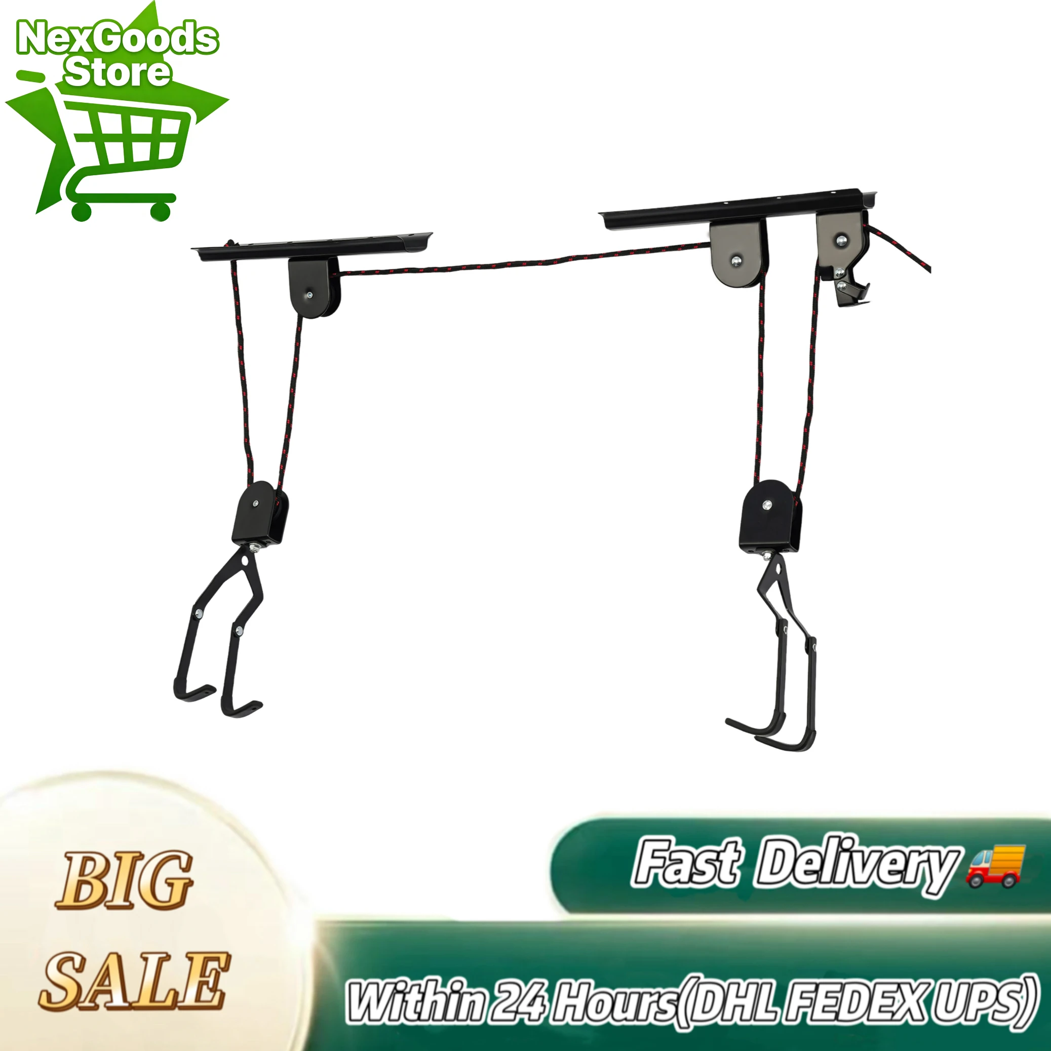 New Bike Hoist for Garage Ceiling Mount Pulley System Bike Storage Set Of Bike Hangers for Garage Storage Easy to Carry
New Bike Hoist for Garage Ceiling Mount Pulley System Bike Storage Set Of Bike Hangers for Garage Storage Easy to Carry