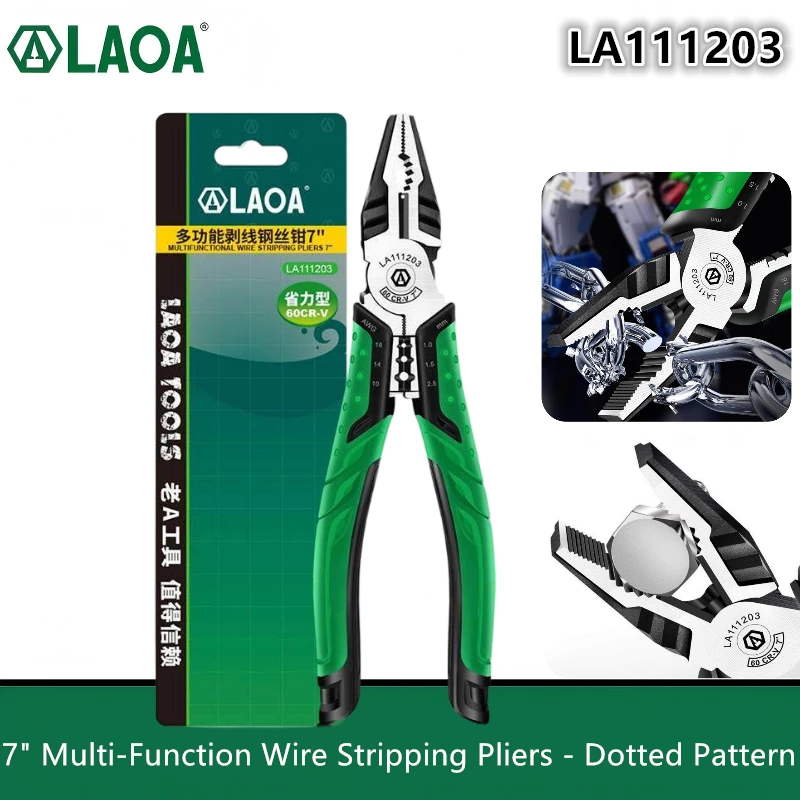 LAOA LA111203 Multifunctional Electrician Pliers Wire Stripper Cutter Long Nose Side Cutting Tool for Wiring Repair
LAOA LA111203 Multifunctional Electrician Pliers Wire Stripper Cutter Long Nose Side Cutting Tool for Wiring Repair