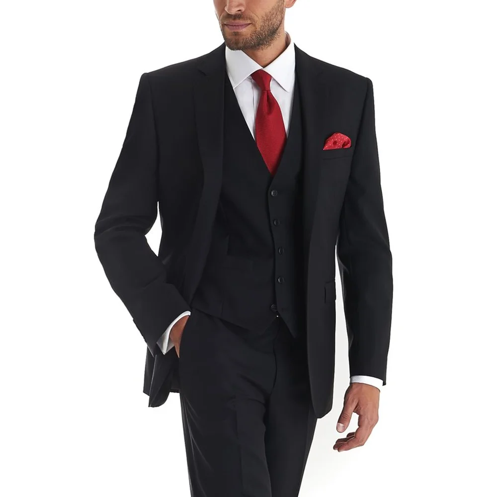 Handsome Black Men Suit Single-breasted Peak Lapel 3 Pieces(Jacket+Pants+Vest) Male Formal Wedding Party Set
Handsome Black Men Suit Single-breasted Peak Lapel 3 Pieces(Jacket+Pants+Vest) Male Formal Wedding Party Set