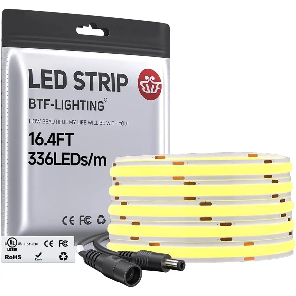 LED Strip Warm White 3000K, UL Listed 16.4ft DC12V, High CRI 90+, 8mm Wide Flexible Tape Light for Indoor DIY Lighting (No Adapt
LED Strip Warm White 3000K, UL Listed 16.4ft DC12V, High CRI 90+, 8mm Wide Flexible Tape Light for Indoor DIY Lighting (No Adapt