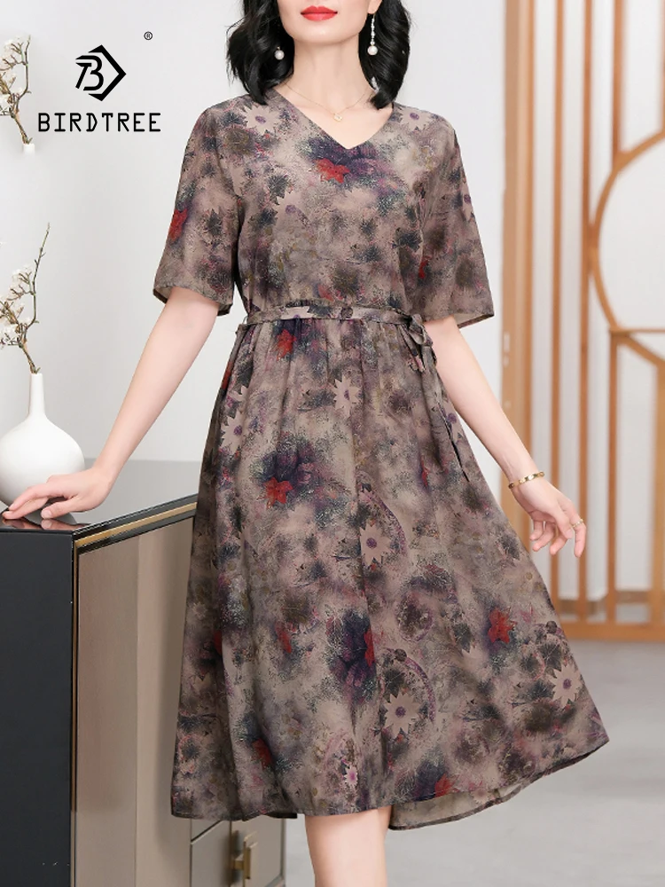 BirdTree 100%Real Silk Elegant Dresses, Women Short Sleeve V Neck Printed, Vintage Loose Large Dress, 2024 Summer New D44402QC
BirdTree 100%Real Silk Elegant Dresses, Women Short Sleeve V Neck Printed, Vintage Loose Large Dress, 2024 Summer New D44402QC