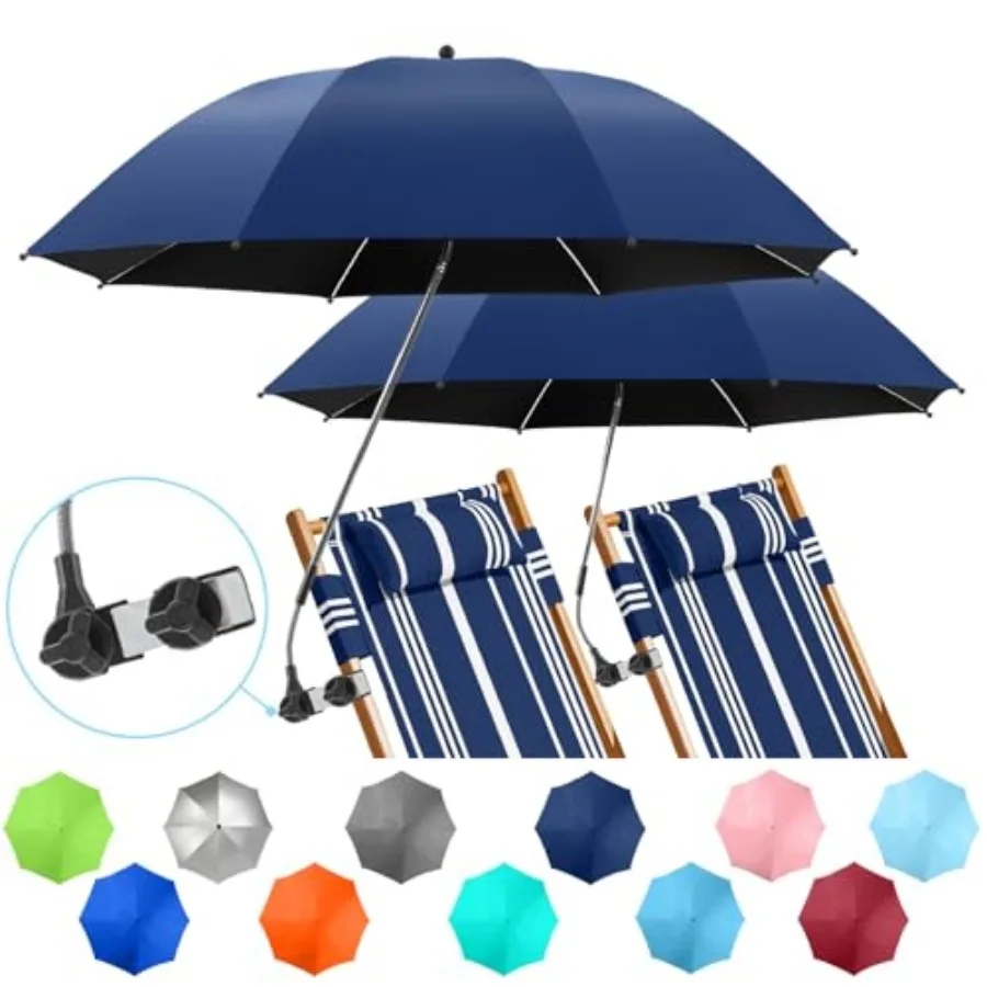 2 PACK Beach Umbrella with Clamp, 360 ° Adjustable Umbrellas for Chair, UPF50+ Umbrella for Beach Chair, Patio Chair, Wheelchai
2 PACK Beach Umbrella with Clamp, 360 ° Adjustable Umbrellas for Chair, UPF50+ Umbrella for Beach Chair, Patio Chair, Wheelchai