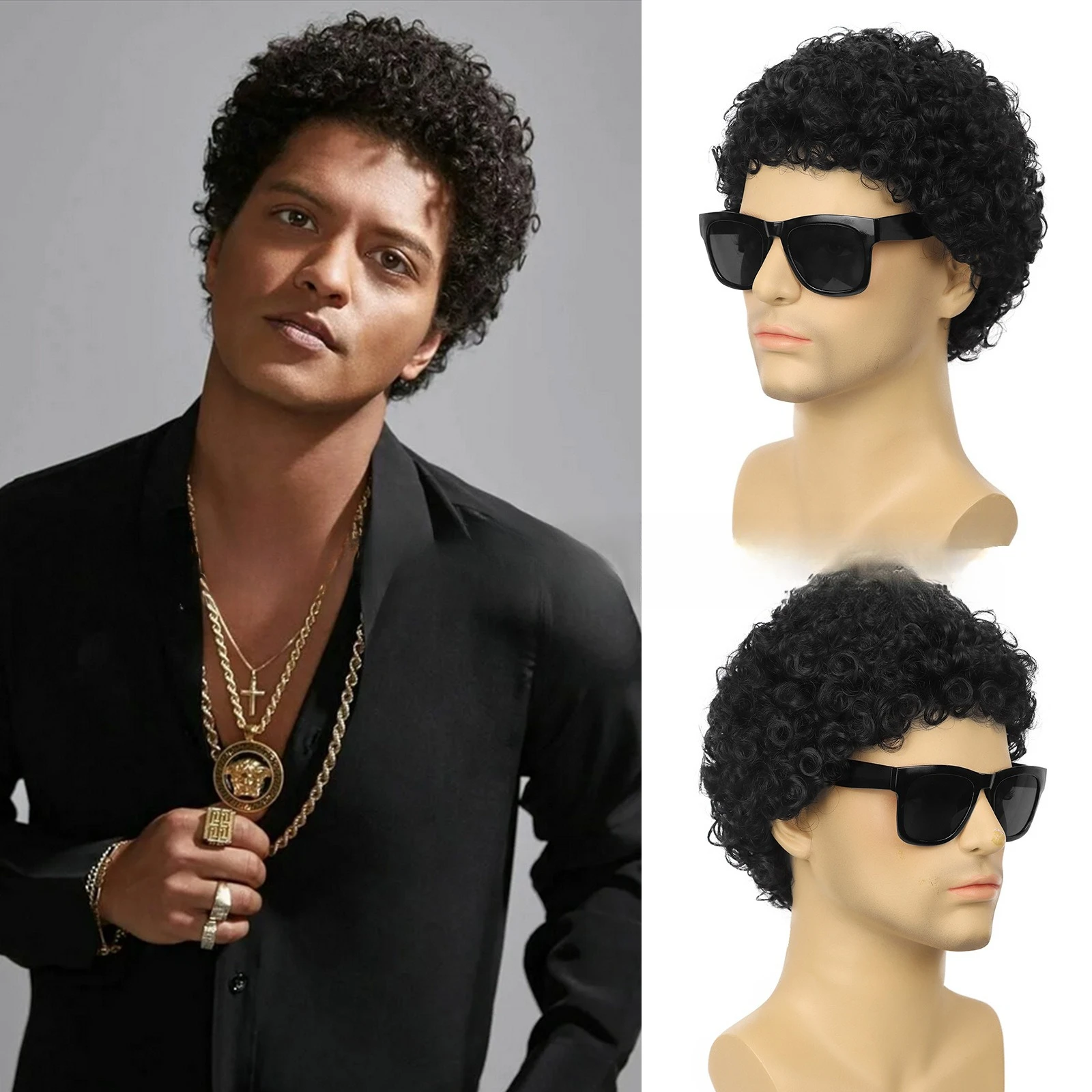 Men's Black Explosion Curls Synthetic Wig Hip-Hop Style Retro Pancake Curls Full Headpiece, Natural Breathable and Easy Maintain
Men's Black Explosion Curls Synthetic Wig Hip-Hop Style Retro Pancake Curls Full Headpiece, Natural Breathable and Easy Maintain