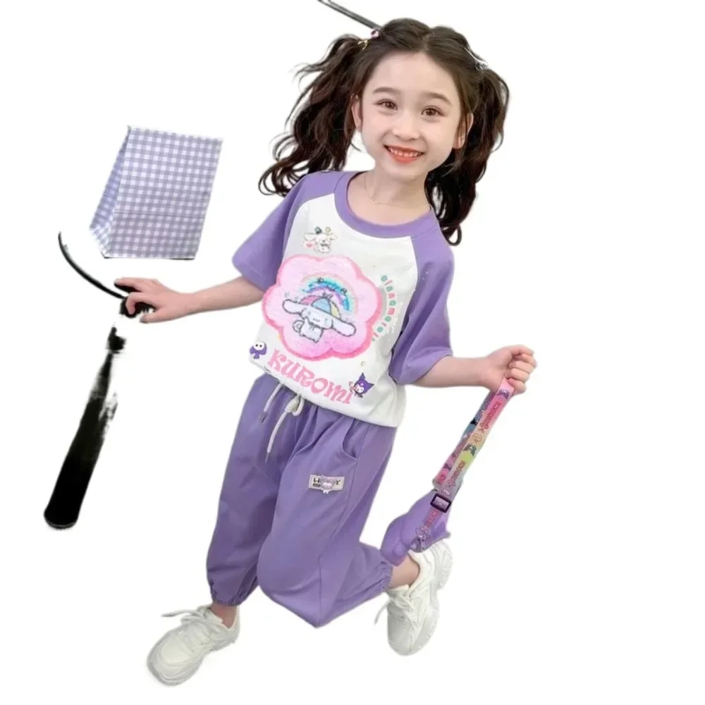 Sweet Kawaii Anime Sanrio Short Sleeve Shirt Pant Cute Children Cinnamoroll Kuromi Top Female Casual Clothes Two-piece Set Gifts
Sweet Kawaii Anime Sanrio Short Sleeve Shirt Pant Cute Children Cinnamoroll Kuromi Top Female Casual Clothes Two-piece Set Gifts