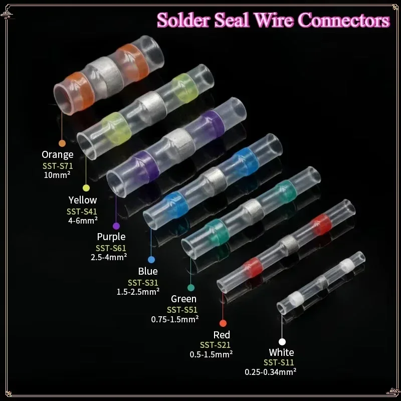 50~500pcs High-Quality Solder Seal Wire Connectors Waterproof 3:1 Heat Shrink Insulated Wire Terminals Electrical Butt Splice
50~500pcs High-Quality Solder Seal Wire Connectors Waterproof 3:1 Heat Shrink Insulated Wire Terminals Electrical Butt Splice