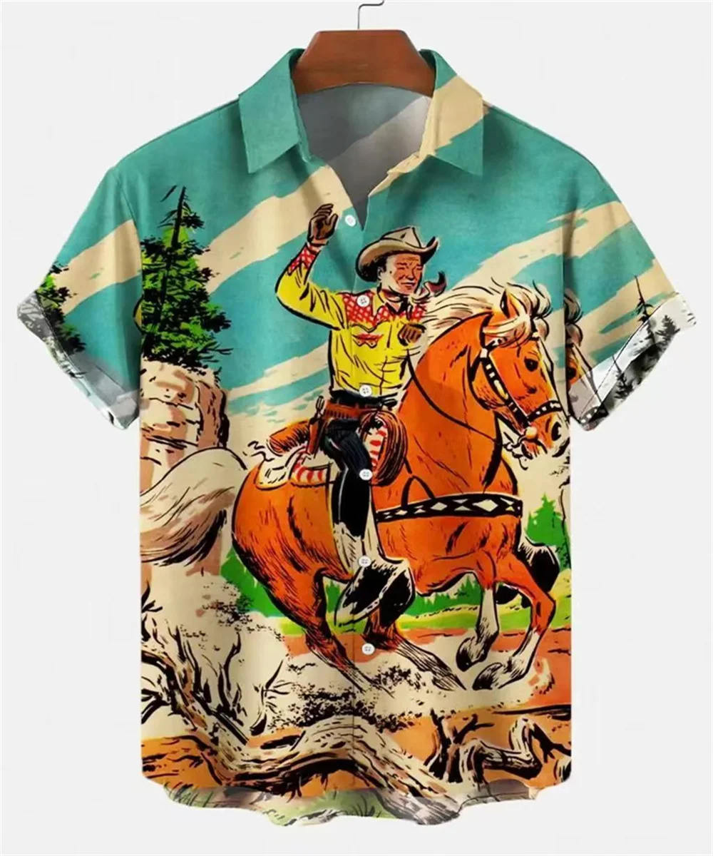 New Men's Casual Short Shirt Western Cowboy Horse Riding 3D Printed Lapel Shirt Short Sleeve Fashion Trend Shirt Top
New Men's Casual Short Shirt Western Cowboy Horse Riding 3D Printed Lapel Shirt Short Sleeve Fashion Trend Shirt Top