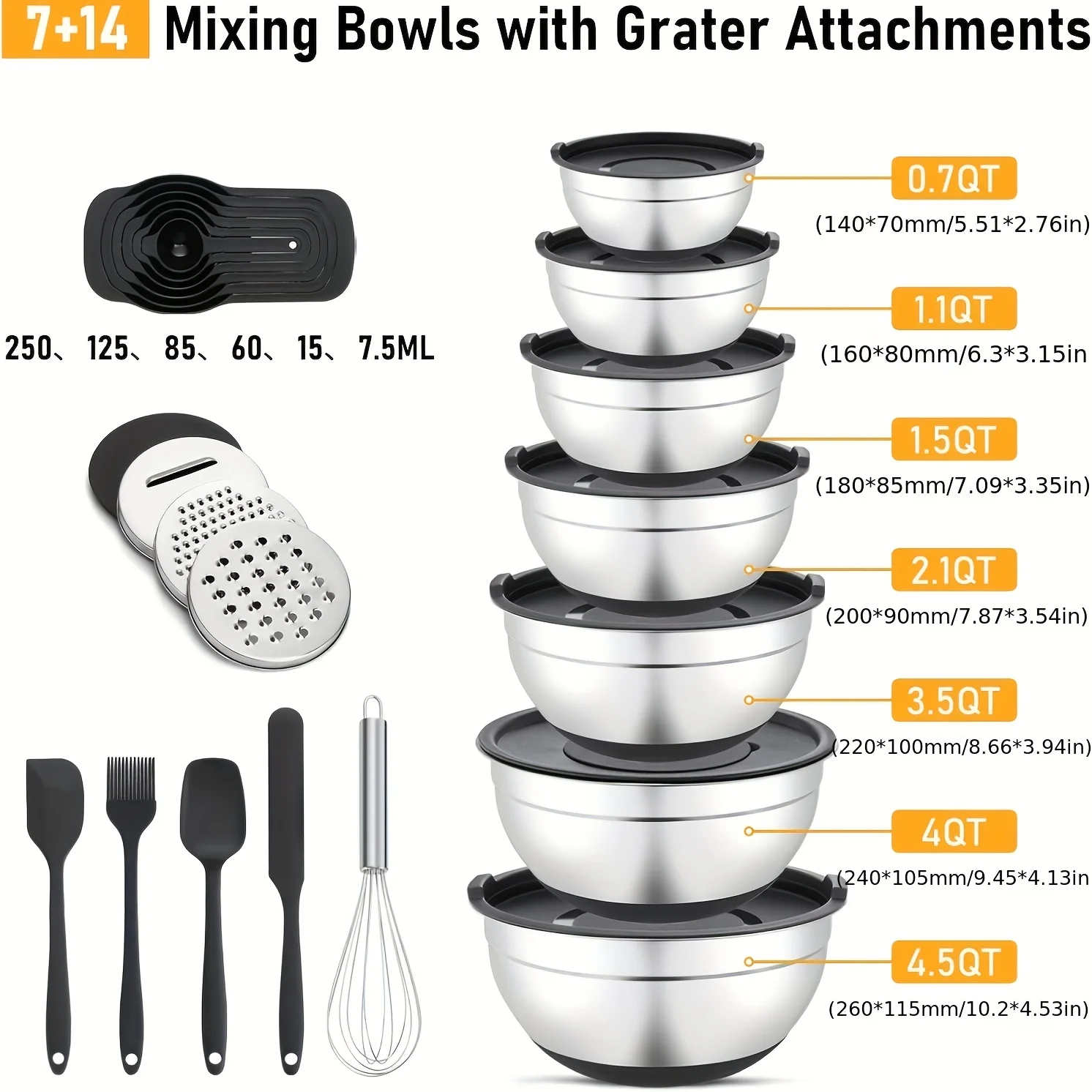 21pcs Stainless Steel Bowl Set, Mixing Bowl with Airtight Lid, 7 Different Sizes Salad Bowls And Handy Gadgets, Perfect for Mixing And Serving Salad Food
21pcs Stainless Steel Bowl Set, Mixing Bowl with Airtight Lid, 7 Different Sizes Salad Bowls And Handy Gadgets, Perfect for Mixing And Serving Salad Food