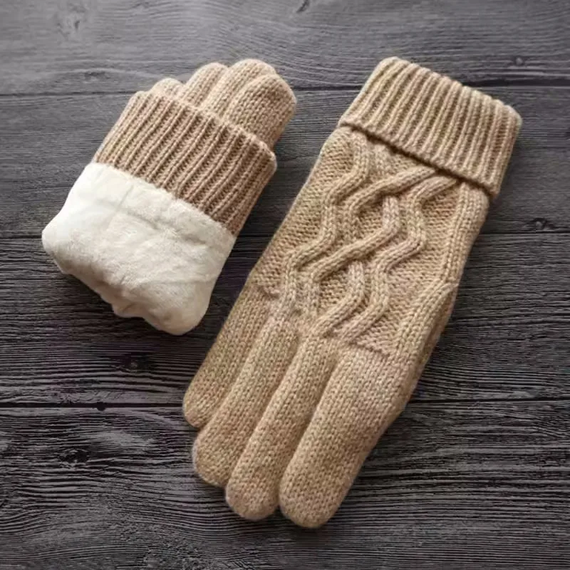Fashion Brand Women Wool Knitted Gloves Double Thick Plus Velvet Warm Gloves Female Outdoor Driving Mittens Free Shipping
Fashion Brand Women Wool Knitted Gloves Double Thick Plus Velvet Warm Gloves Female Outdoor Driving Mittens Free Shipping