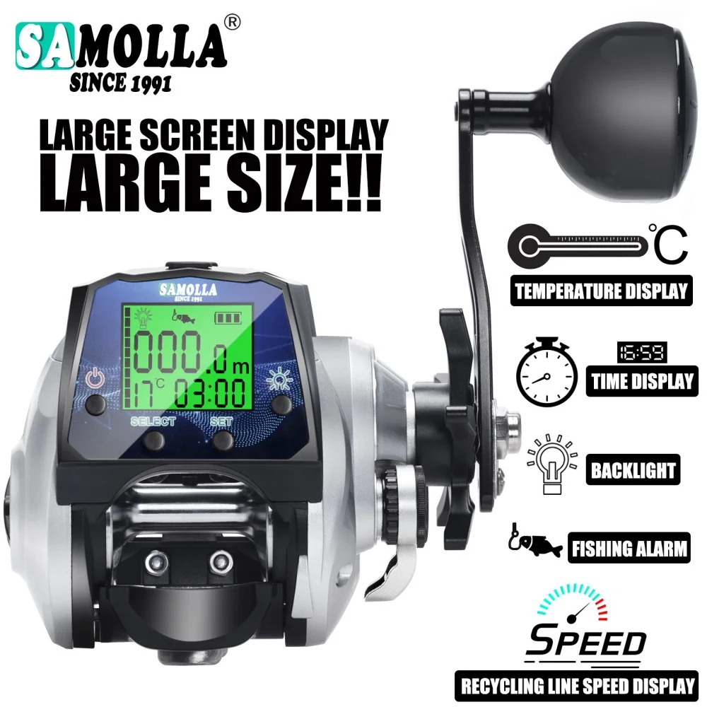 6.3:1 Digital Fishing Reel With LCD Depth Temp Time Display USB Charging Fish Alarm Bait Proximity Alert 16kg Drag Sea Boat Raft
6.3:1 Digital Fishing Reel With LCD Depth Temp Time Display USB Charging Fish Alarm Bait Proximity Alert 16kg Drag Sea Boat Raft