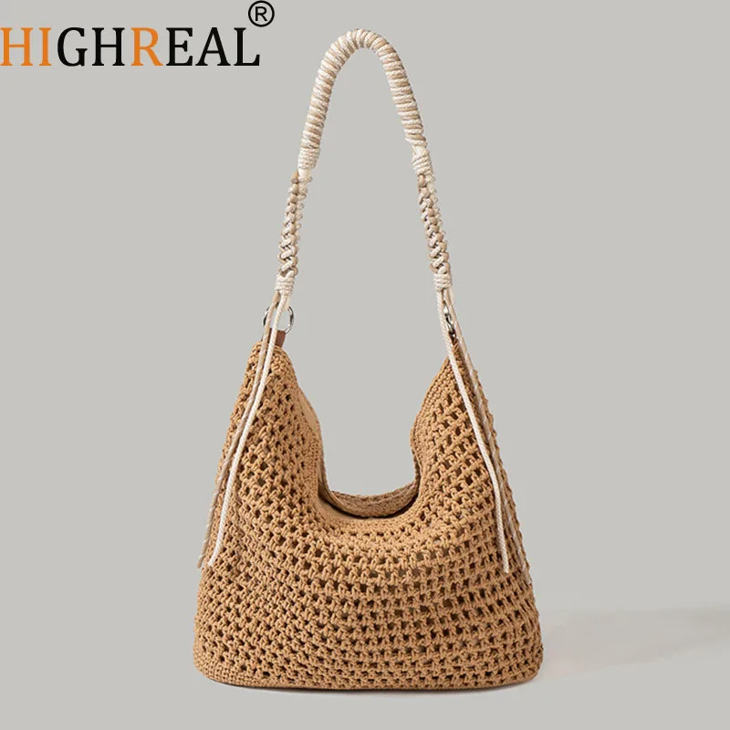 HIGHREAL Fashion Rattan Women Shoulder Bags Woven Female Handbags Large Capacity Summer Beach Straw Bags Casual Tote Purses
HIGHREAL Fashion Rattan Women Shoulder Bags Woven Female Handbags Large Capacity Summer Beach Straw Bags Casual Tote Purses