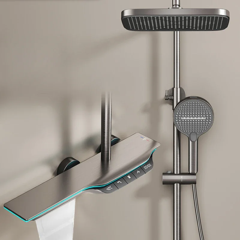 Piano key copper shower set constant temperature digital display bathroom bathroom booster shower
Piano key copper shower set constant temperature digital display bathroom bathroom booster shower