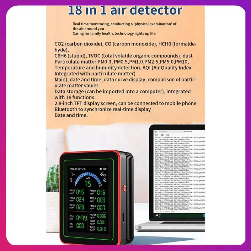 ABKL-18-в-1 Монитор качества воздуха Тестер качества воздуха Pm2.5 Хранение данных Загрузка качества воздуха Детектор углекислого газа
ABKL-18-в-1 Монитор качества воздуха Тестер качества воздуха Pm2.5 Хранение данных Загрузка качества воздуха Детектор углекислого газа