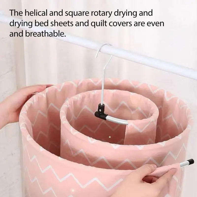 Quilt Sheets Hanger Spiral Shaped Stainless Steel Drying Rack Blanket Laundry Stand Hanger Space Saving Rotatable Hangers
Quilt Sheets Hanger Spiral Shaped Stainless Steel Drying Rack Blanket Laundry Stand Hanger Space Saving Rotatable Hangers