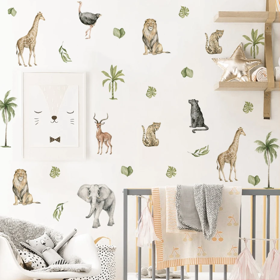 Cartoon African Animal Lion Watercolor Nursery Stickers Vinyl Children's Wall Decals Art Print Kids Boys Room Home Decor
Cartoon African Animal Lion Watercolor Nursery Stickers Vinyl Children's Wall Decals Art Print Kids Boys Room Home Decor