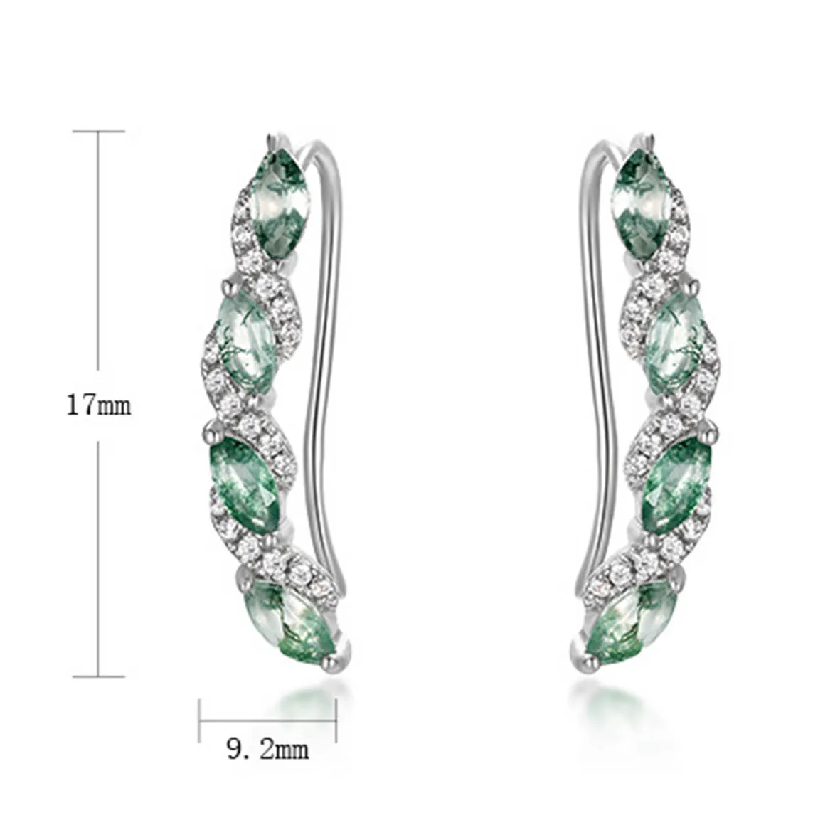 925 Sterling Silver Leaf Stud Earrings for Women With Unique Gem Natural Moss Agate Dainty Jewelry Wedding Gifts
925 Sterling Silver Leaf Stud Earrings for Women With Unique Gem Natural Moss Agate Dainty Jewelry Wedding Gifts