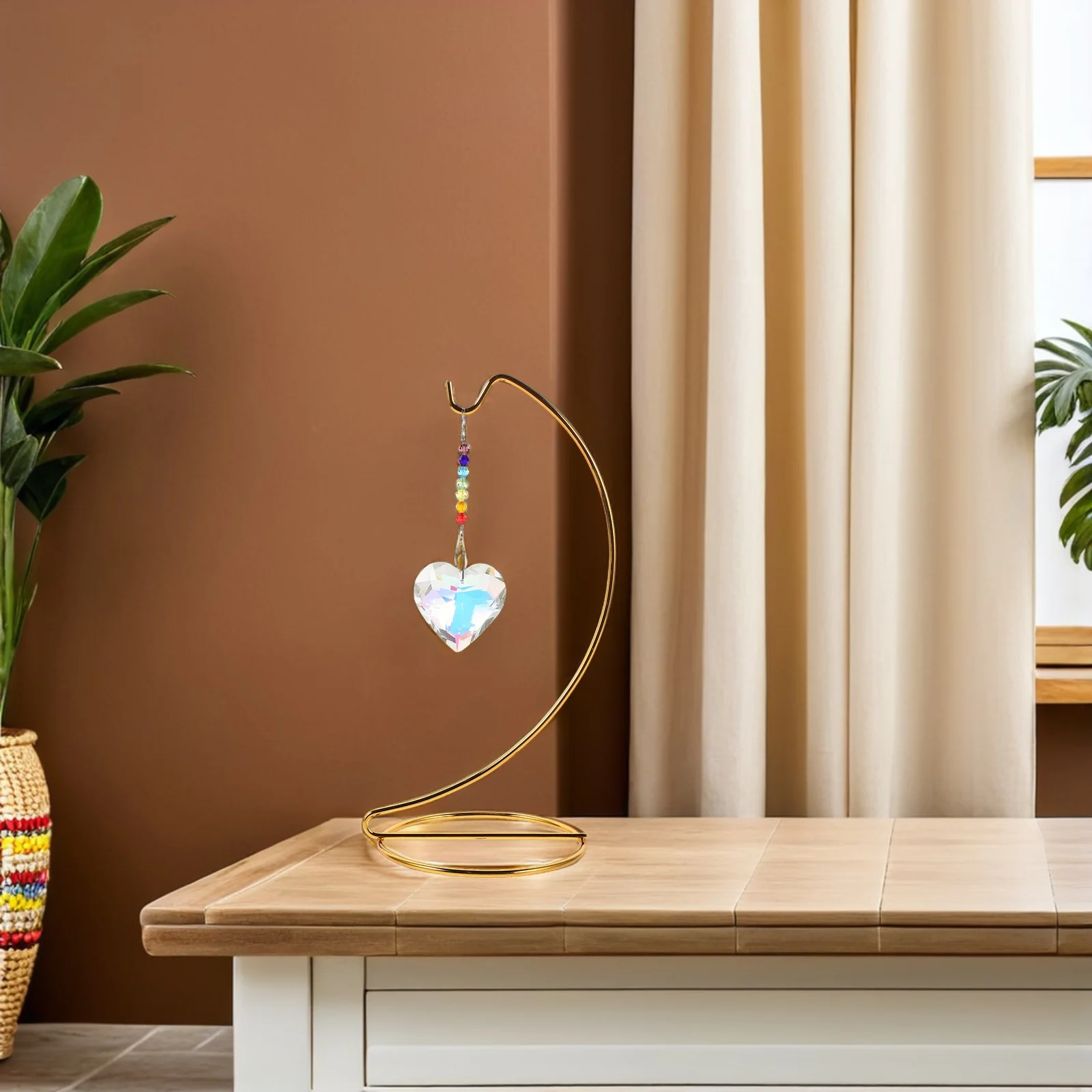 Hanging Crystals Suncatcher Feng Shui Ornament with Stand Pendant Heart Rainbow Maker Anniversary 
Hanging Crystals Suncatcher Feng Shui Ornament with Stand Pendant Heart Rainbow Maker Anniversary