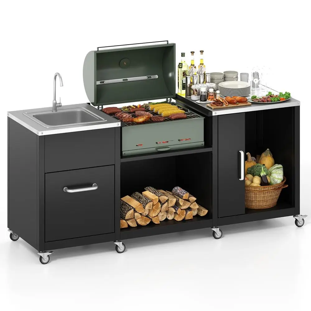 80 Outdoor Grill Table with Sink amp Drainage, Heavy Duty Metal Grill Cart w Cabinet amp Removable Stainless Steel Top, Portabl
80 Outdoor Grill Table with Sink amp Drainage, Heavy Duty Metal Grill Cart w Cabinet amp Removable Stainless Steel Top, Portabl
