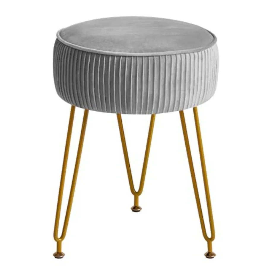 Veet Round Footrest Ottoman, Makeup Vanity Stool Side Table, Dring Table Seat, Pouf Couch Stool, Golden Steel Legs, Gray LG-30G
Veet Round Footrest Ottoman, Makeup Vanity Stool Side Table, Dring Table Seat, Pouf Couch Stool, Golden Steel Legs, Gray LG-30G