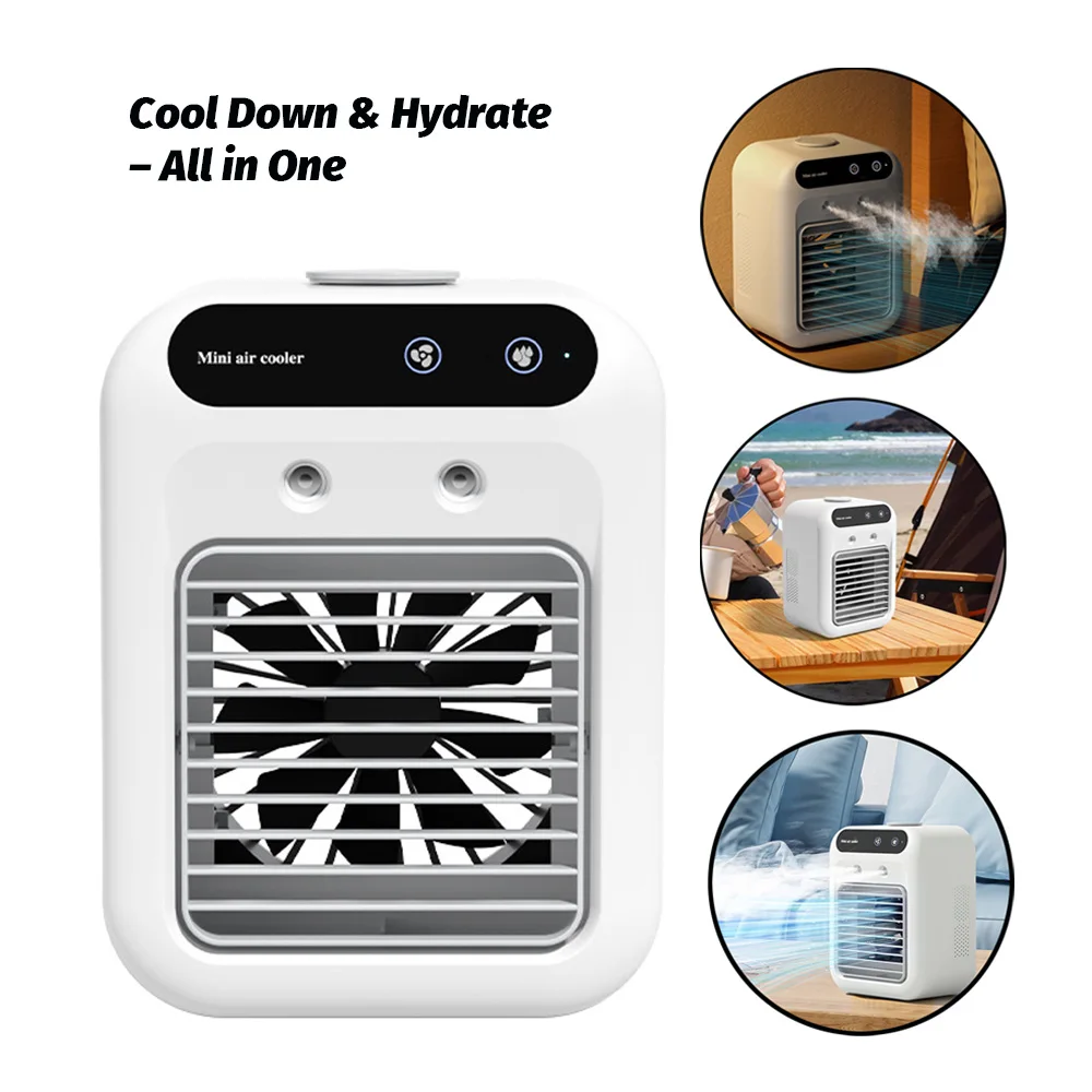 Portable Air Cooler Fan with Mist Humidifier, USB Rechargeable Mini Desktop Fan with 2-Speed, for Home Office Dorm
Portable Air Cooler Fan with Mist Humidifier, USB Rechargeable Mini Desktop Fan with 2-Speed, for Home Office Dorm