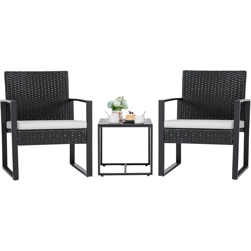 3-Piece Outdoor Wicker Rattan Patio Furniture Set with Coffee Table - White
3-Piece Outdoor Wicker Rattan Patio Furniture Set with Coffee Table - White