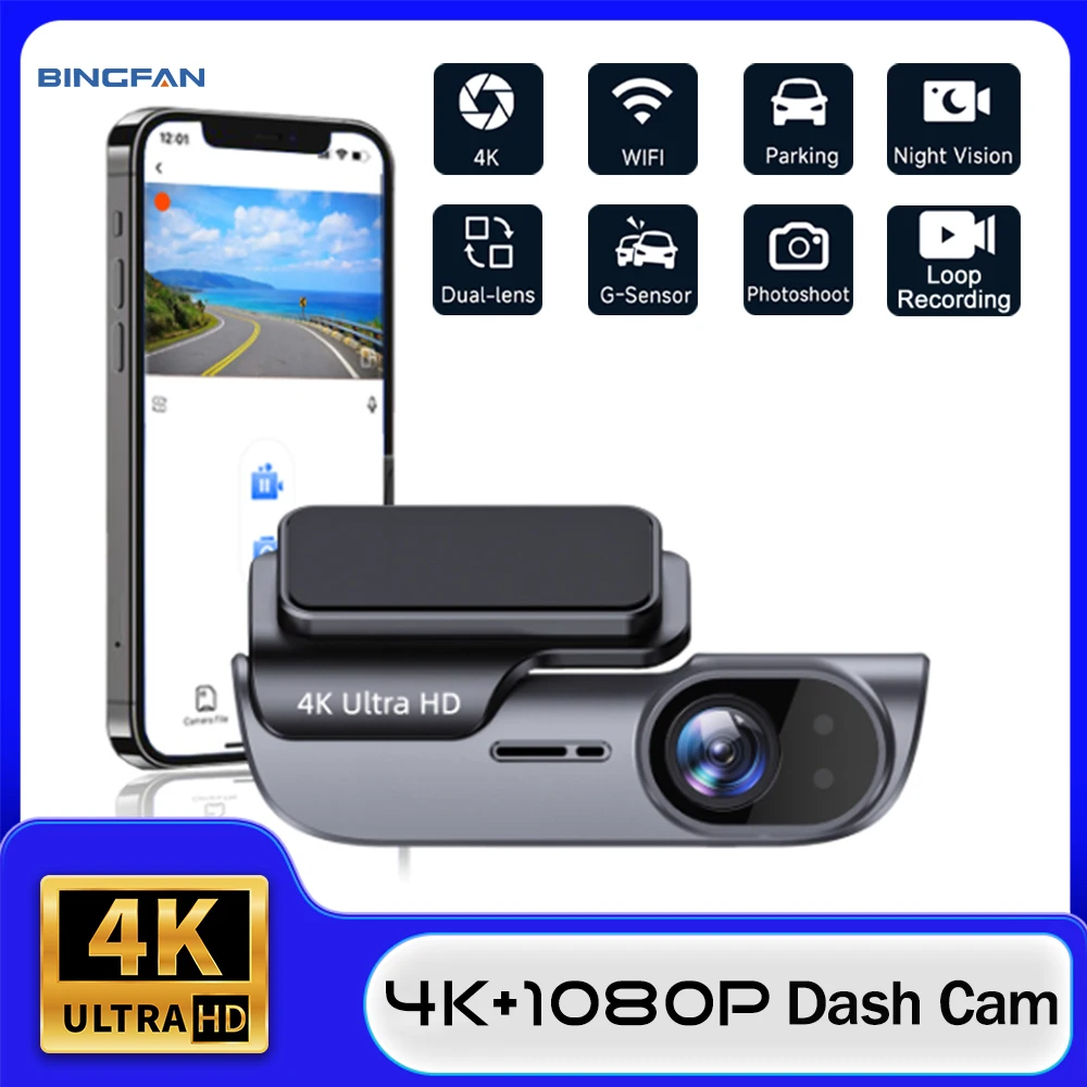 Dash Cam Lens 4K UHD Recording Car Camera DVR Night Vision Video Recorder Wi-Fi Room Black Box Rear View Camera
Dash Cam Lens 4K UHD Recording Car Camera DVR Night Vision Video Recorder Wi-Fi Room Black Box Rear View Camera