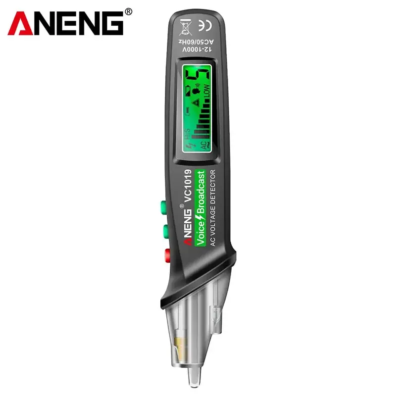 ANENG VC1019 Red Laser Test Pen Voice Broadcast Voltage Detector Volt Current Non Contact Pen Electric Teste Meter Tool 1PC
ANENG VC1019 Red Laser Test Pen Voice Broadcast Voltage Detector Volt Current Non Contact Pen Electric Teste Meter Tool 1PC