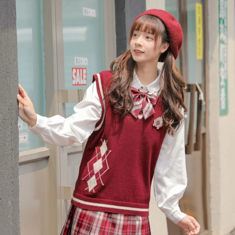 Argyle Sweater Vests Women Embroidery Red Knitwears New Year Harajuku Sweet Preppy Japanese Style Cute Students Autumn Clothing
Argyle Sweater Vests Women Embroidery Red Knitwears New Year Harajuku Sweet Preppy Japanese Style Cute Students Autumn Clothing
