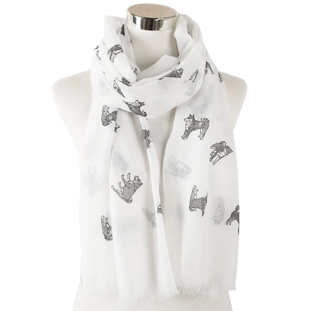 Creative Gift Polyester Dog Print Scarf with Frayed Hem Soft Animal Scarf Lightweight Rectangular Puppy Shawl Wrap
Creative Gift Polyester Dog Print Scarf with Frayed Hem Soft Animal Scarf Lightweight Rectangular Puppy Shawl Wrap