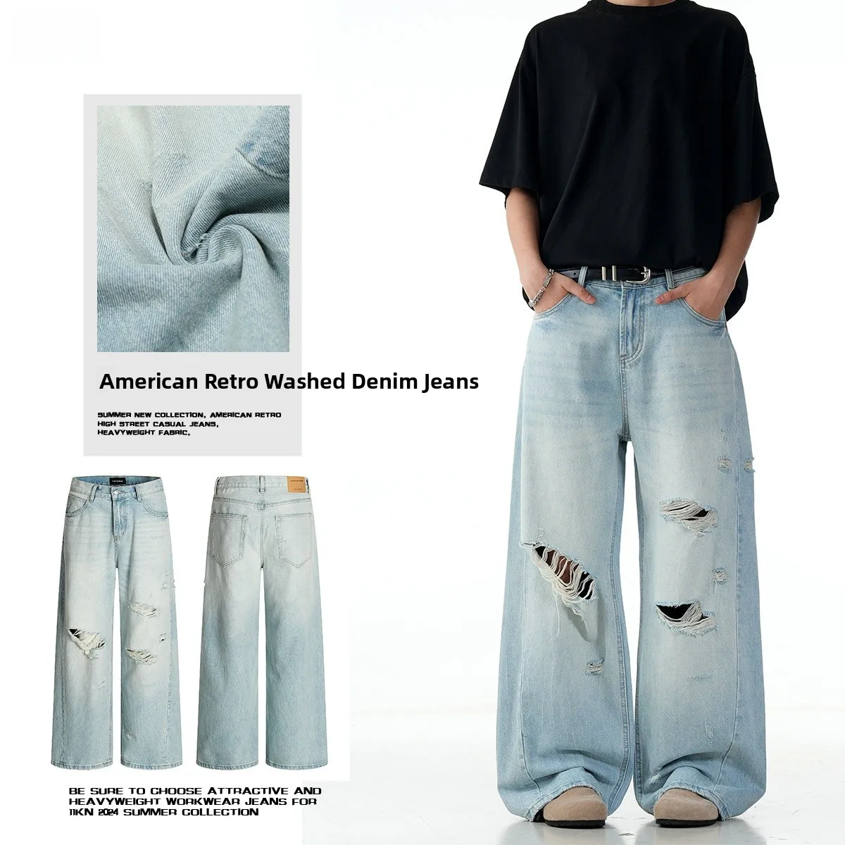 Cleanfit Loose Straight Leg Jeans Men Women Waed Blue Casual High Waist Long Cotton Denim Pants Slimming Effect
Cleanfit Loose Straight Leg Jeans Men Women Waed Blue Casual High Waist Long Cotton Denim Pants Slimming Effect