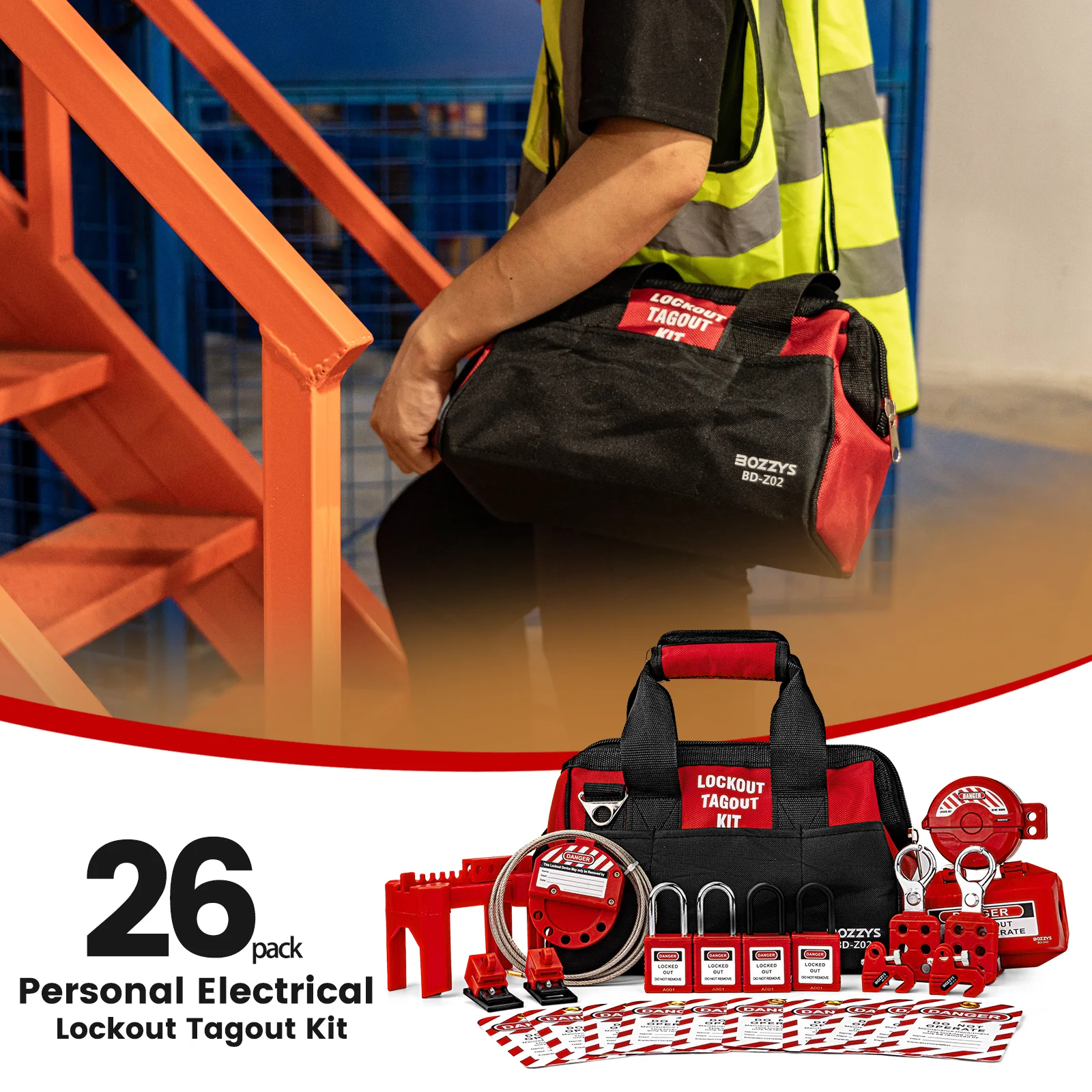 BOZZYS Industry Electrical Lockout Tagout Kit Safety LOTO Set Includes padlock hasp Breaker and Plug Lockout Device,tagout Tags
BOZZYS Industry Electrical Lockout Tagout Kit Safety LOTO Set Includes padlock hasp Breaker and Plug Lockout Device,tagout Tags