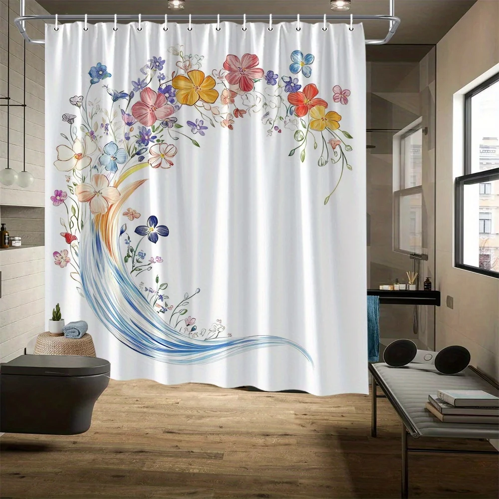 Whimsical Watercolor Floral Shower Curtain - Pink, Orange, Yellow & White Flowers, Fade-Resistant Polyester, Machine Washable
Whimsical Watercolor Floral Shower Curtain - Pink, Orange, Yellow & White Flowers, Fade-Resistant Polyester, Machine Washable