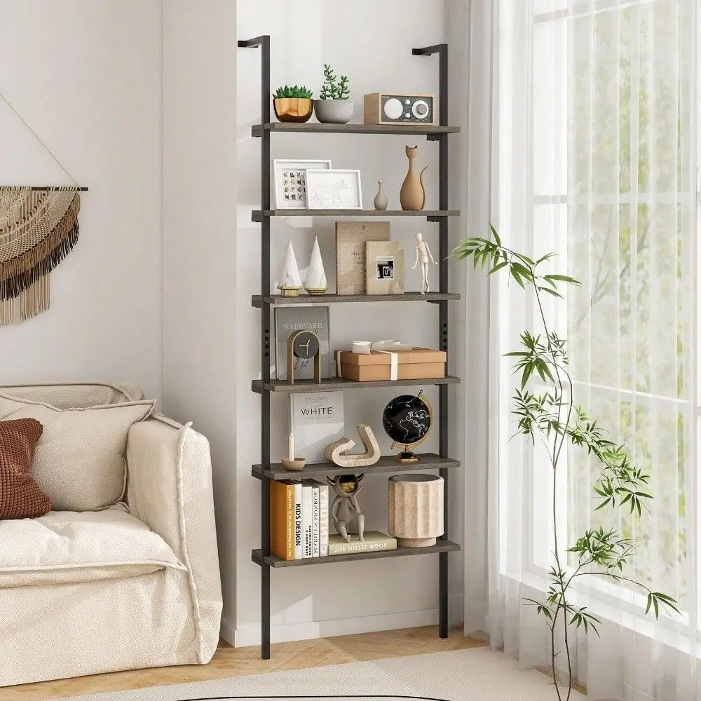 6Tier Bookshelf, 72 Tall Wall Mounted Ladder Shelf With HeavyDuty Metal Frame, Vintage Vertical Open Display Shelf Bookcase For
6Tier Bookshelf, 72 Tall Wall Mounted Ladder Shelf With HeavyDuty Metal Frame, Vintage Vertical Open Display Shelf Bookcase For