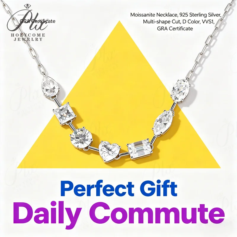 Moissanite Necklace 925 Pure Silver Multi Shape Cutting D Grade VVS1 Clarity GRA Certified Fade Resistant Office Commute Jewelry
Moissanite Necklace 925 Pure Silver Multi Shape Cutting D Grade VVS1 Clarity GRA Certified Fade Resistant Office Commute Jewelry