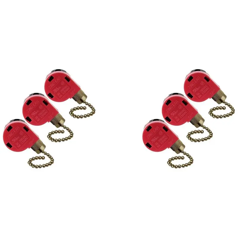 A36T-6PC Ceiling Fan Switch 3 Speed 4 Wire Zing Ear ZE-268S6 Fan Pull Chain Switch Replacement Speed Control Switch Copper
A36T-6PC Ceiling Fan Switch 3 Speed 4 Wire Zing Ear ZE-268S6 Fan Pull Chain Switch Replacement Speed Control Switch Copper