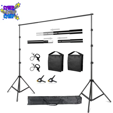 Backdrop Stand Photo Background Support Studio Light Tripod Photography Green Screen Backdrops Birthday ChromaKey Weight Bags