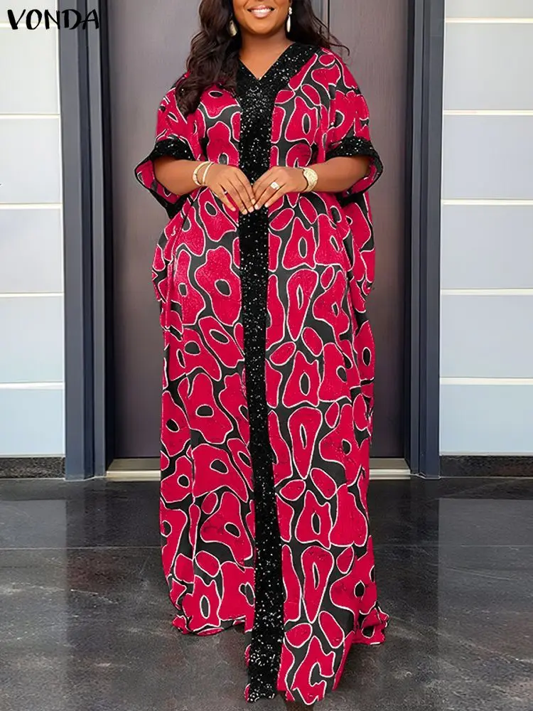 Plus Size 5XL VONDA Bohemian Maxi Dress For Women Autumn V-Neck Sequin Splicing Long Sundress Vintage Print Casual Fashion Robe
Plus Size 5XL VONDA Bohemian Maxi Dress For Women Autumn V-Neck Sequin Splicing Long Sundress Vintage Print Casual Fashion Robe