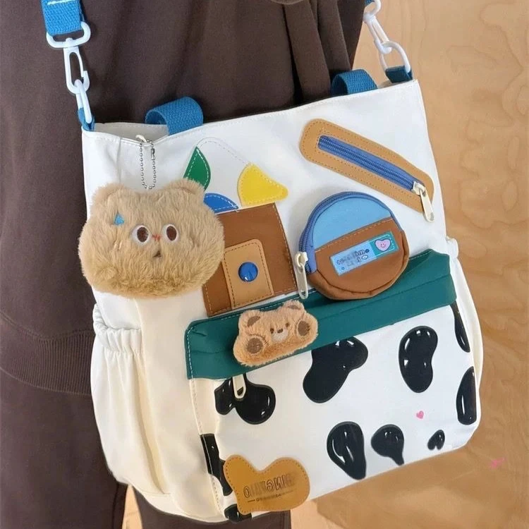 Cute Canvas Cow Pattern Patchwork Crossbody Bag Shoulder Bags Kawaii Student Storage Bag Women's Bags Wallet Purse Handbag
Cute Canvas Cow Pattern Patchwork Crossbody Bag Shoulder Bags Kawaii Student Storage Bag Women's Bags Wallet Purse Handbag