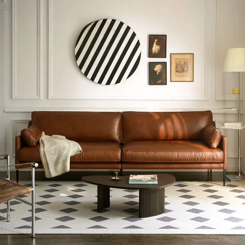 Medieval retro style full leather sofa first layer cowhide small apartment three people
Medieval retro style full leather sofa first layer cowhide small apartment three people