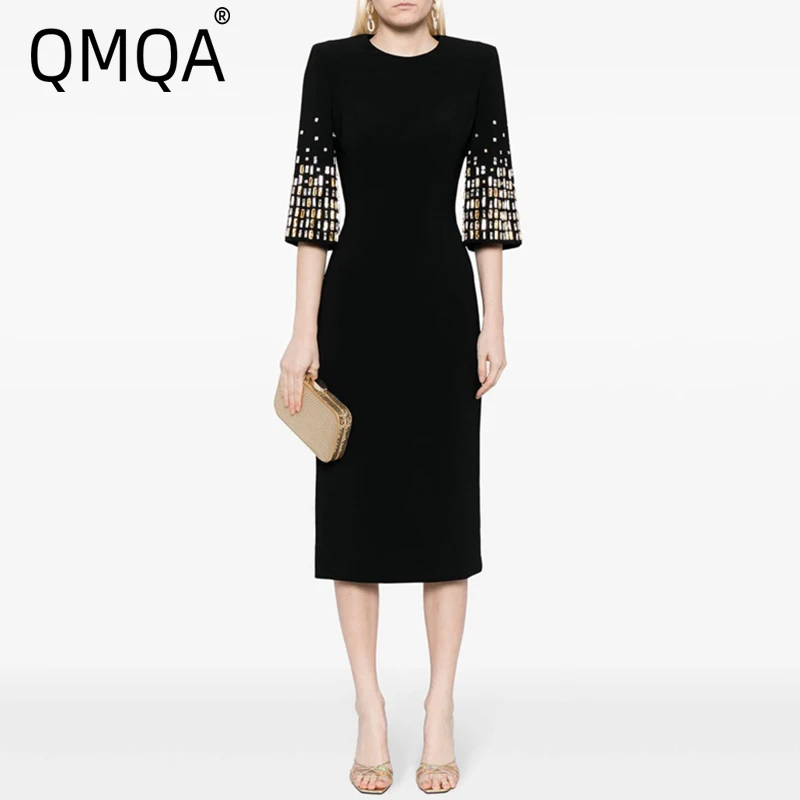 QMQA Fashion Women's Evening Dress O-neck Short Sleeve Beading Spliced High Waist Elegant Party Dresses New Female Clothes 1A579
QMQA Fashion Women's Evening Dress O-neck Short Sleeve Beading Spliced High Waist Elegant Party Dresses New Female Clothes 1A579