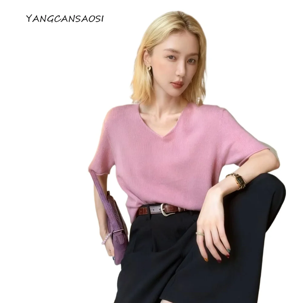 Женская одежда, весна/осень, базовый стиль, закрученный край, v-образный вырез, 100% шерсть, с короткими рукавами, внутренний слой, многослойный вязаный свитер
Женская одежда, весна/осень, базовый стиль, закрученный край, v-образный вырез, 100% шерсть, с короткими рукавами, внутренний слой, многослойный вязаный свитер