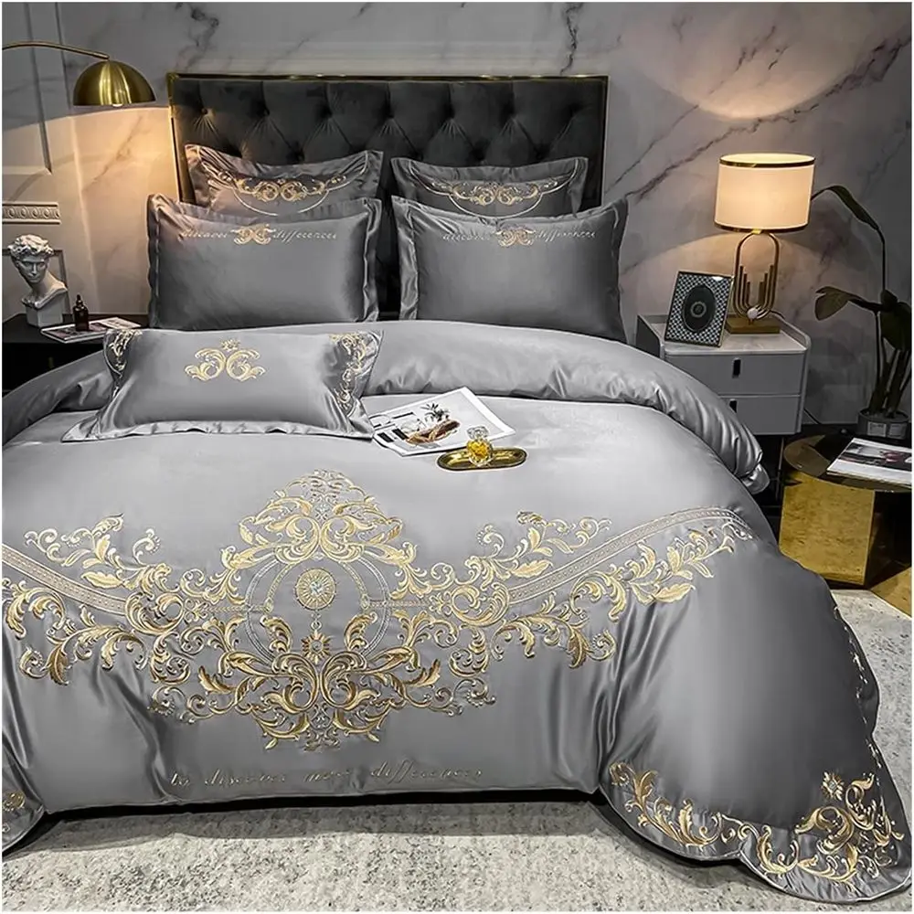 Queen King Duvet Cover Set 100% Cotton European Style Bedding Sets 4 Pieces 1 Duvet Cover +1 itted Sheet +2 Pillowcases Luxuriou
Queen King Duvet Cover Set 100% Cotton European Style Bedding Sets 4 Pieces 1 Duvet Cover +1 itted Sheet +2 Pillowcases Luxuriou