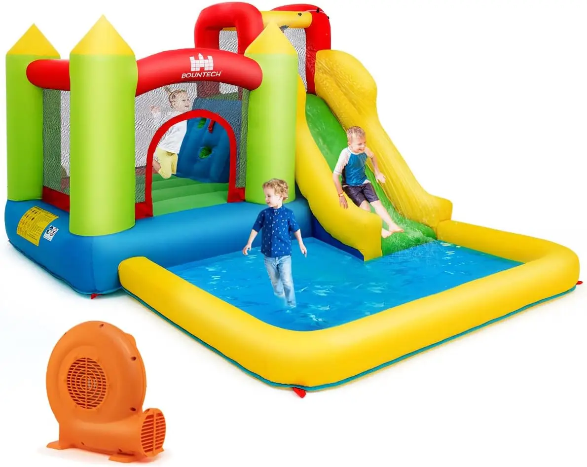 12x9 ft Inflatable Kids Water Park Jump Castle, Wet/Dry Bounce House with Splash Pool, Outdoor Blow Up Water Slide for Backyard Parties, Includes GFCI Blower
12x9 ft Inflatable Kids Water Park Jump Castle, Wet/Dry Bounce House with Splash Pool, Outdoor Blow Up Water Slide for Backyard Parties, Includes GFCI Blower