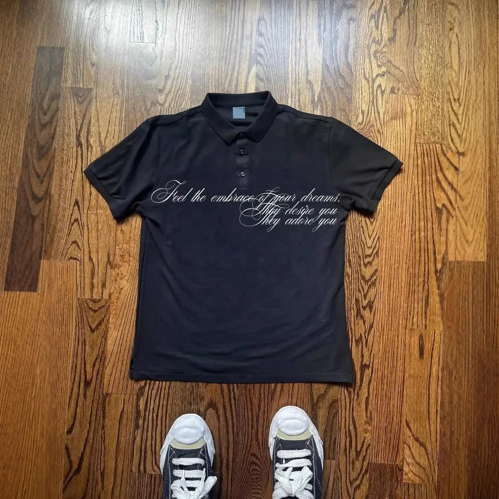 Harajuku style European and American short sleeved summer letter printed polo shirt T-shirt high street y2k retro top casualwear
Harajuku style European and American short sleeved summer letter printed polo shirt T-shirt high street y2k retro top casualwear