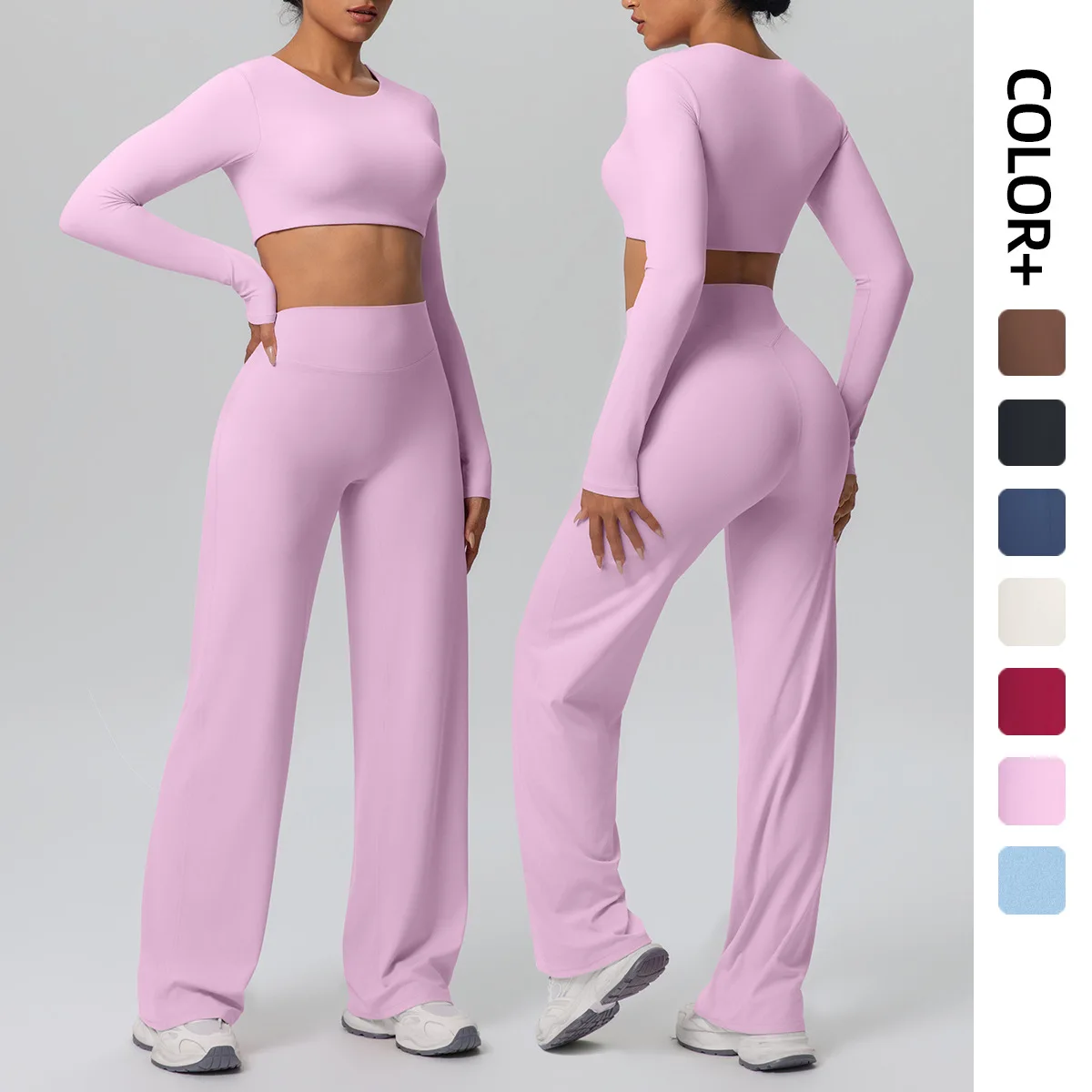 Women's Yoga Sets Sports Fitness Long-Sleeved High Waist Hip-lifting Wide Leg Pants Suits Running Workout Gym Training Sets
Women's Yoga Sets Sports Fitness Long-Sleeved High Waist Hip-lifting Wide Leg Pants Suits Running Workout Gym Training Sets