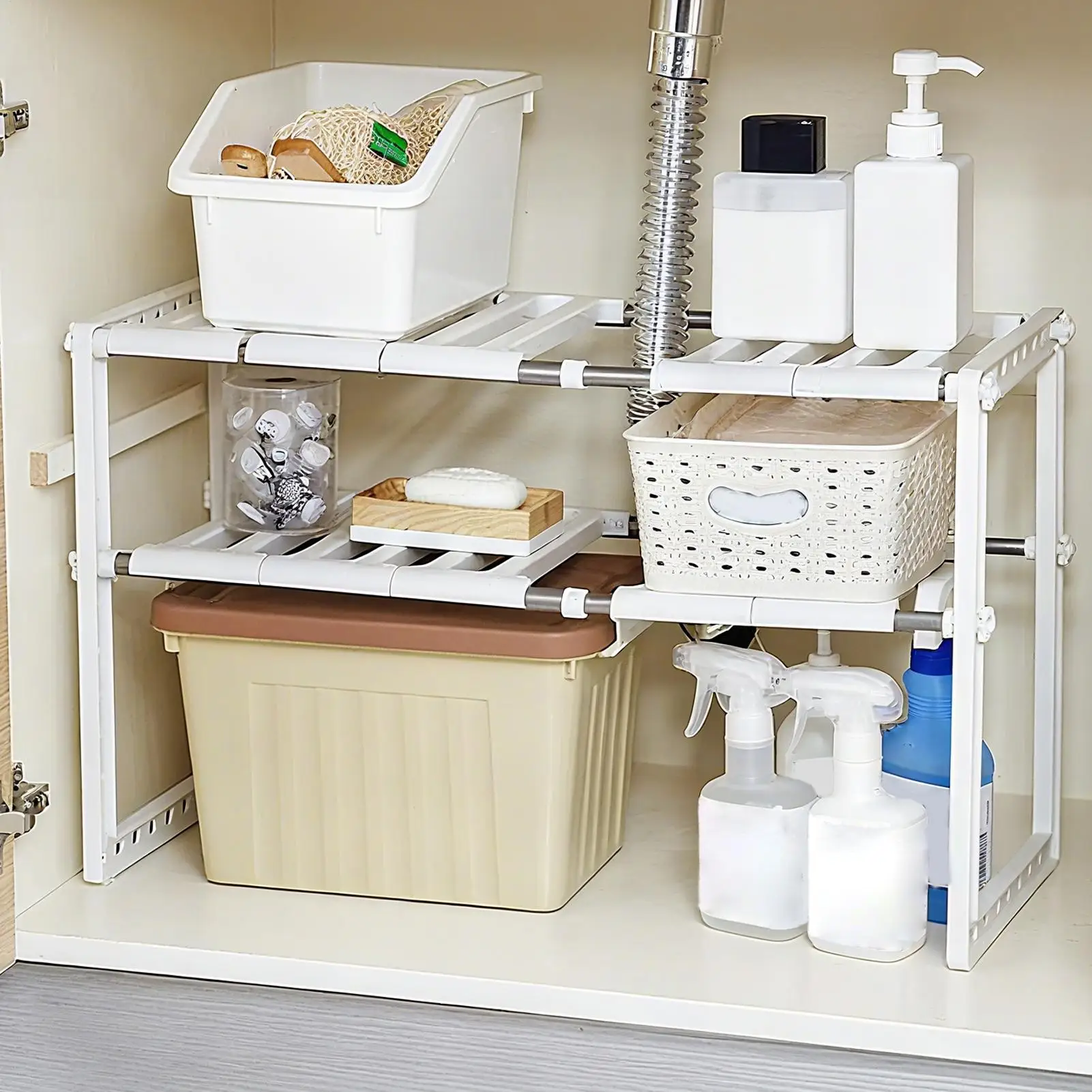 2-Layer Expandable Storage Rack Under Sink Organizer Cabinet Shelf Expandable Shelf Organizer for Pantry Cupboard Bathroom Desk
2-Layer Expandable Storage Rack Under Sink Organizer Cabinet Shelf Expandable Shelf Organizer for Pantry Cupboard Bathroom Desk