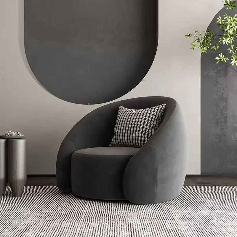 Modern Egg Shape Barrel Chair Gray Velvet Fabric with Black White Checkered Pillow Living Room Accent Chair
Modern Egg Shape Barrel Chair Gray Velvet Fabric with Black White Checkered Pillow Living Room Accent Chair
