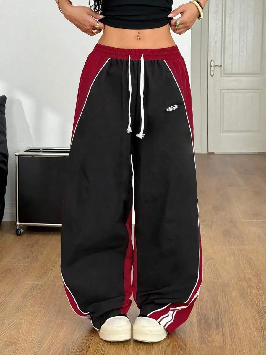 Color Block Sportswear Wide Leg Sweatpants With Drawstring Waist For Women Men
Color Block Sportswear Wide Leg Sweatpants With Drawstring Waist For Women Men