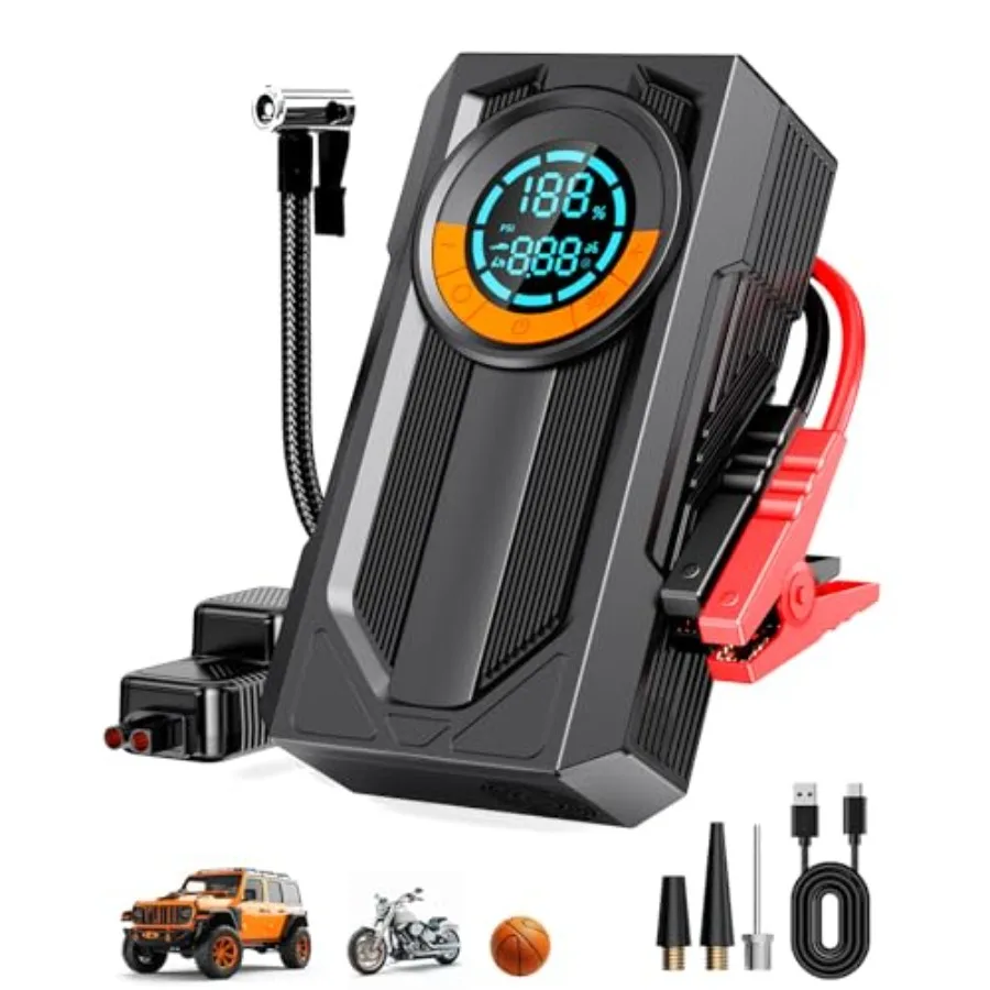 Jump Starter with Air Compressor Battery Jumper Starter Portable Car Battery Jump Starter 8.0 Gas/7.0L Diesel 12V Portable Car
Jump Starter with Air Compressor Battery Jumper Starter Portable Car Battery Jump Starter 8.0 Gas/7.0L Diesel 12V Portable Car