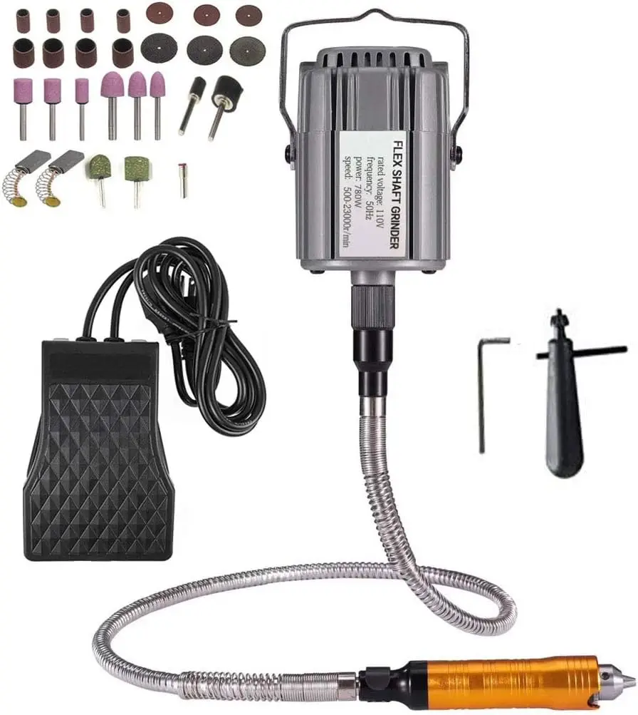 Rotary Tool Flex Shaft Hanging Grinder Carver Electric Multi-function Metalworking Tools Repair Kit, Foot Pedal Control, 780W
Rotary Tool Flex Shaft Hanging Grinder Carver Electric Multi-function Metalworking Tools Repair Kit, Foot Pedal Control, 780W